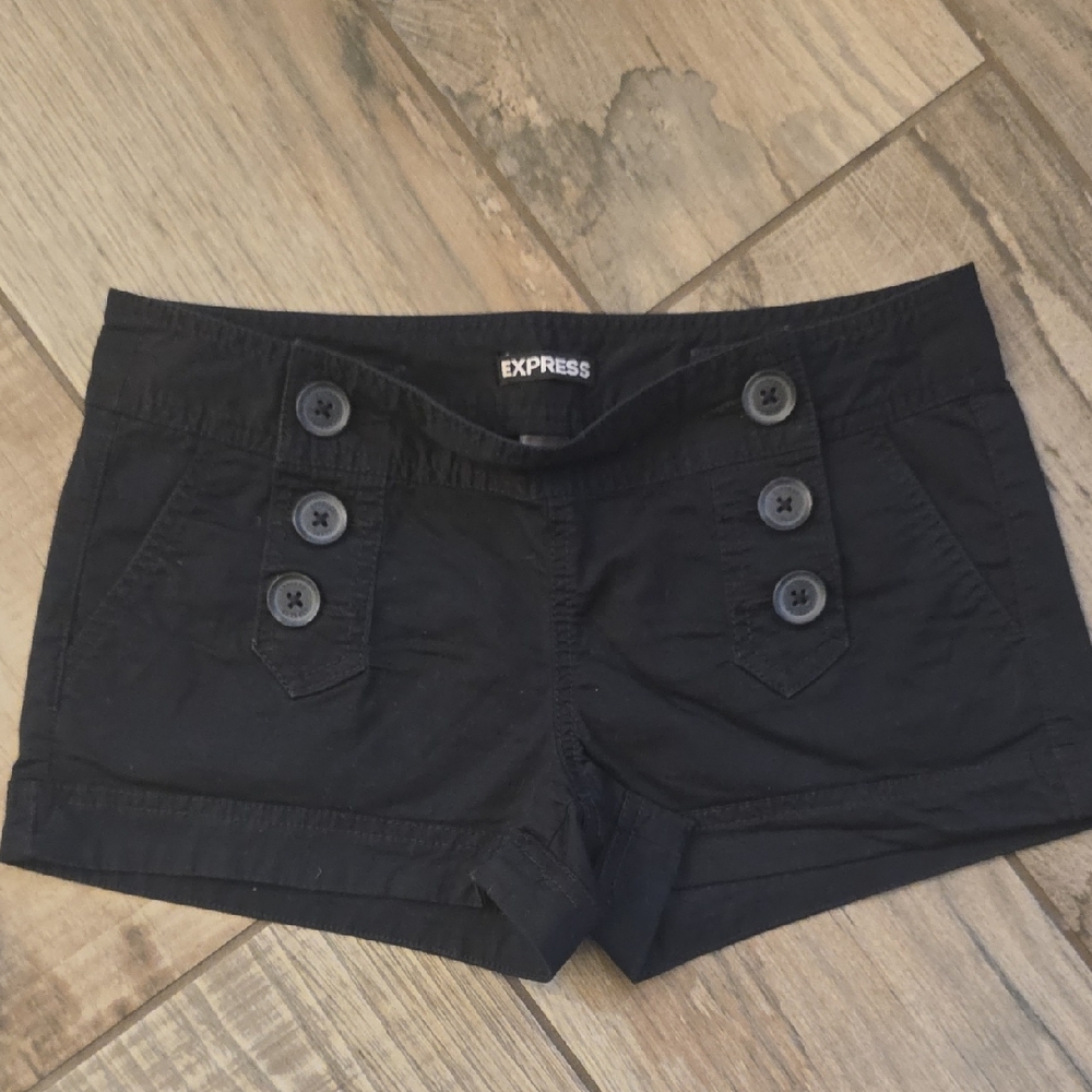 Express Women's High Waist Black Shorts with Button Accents